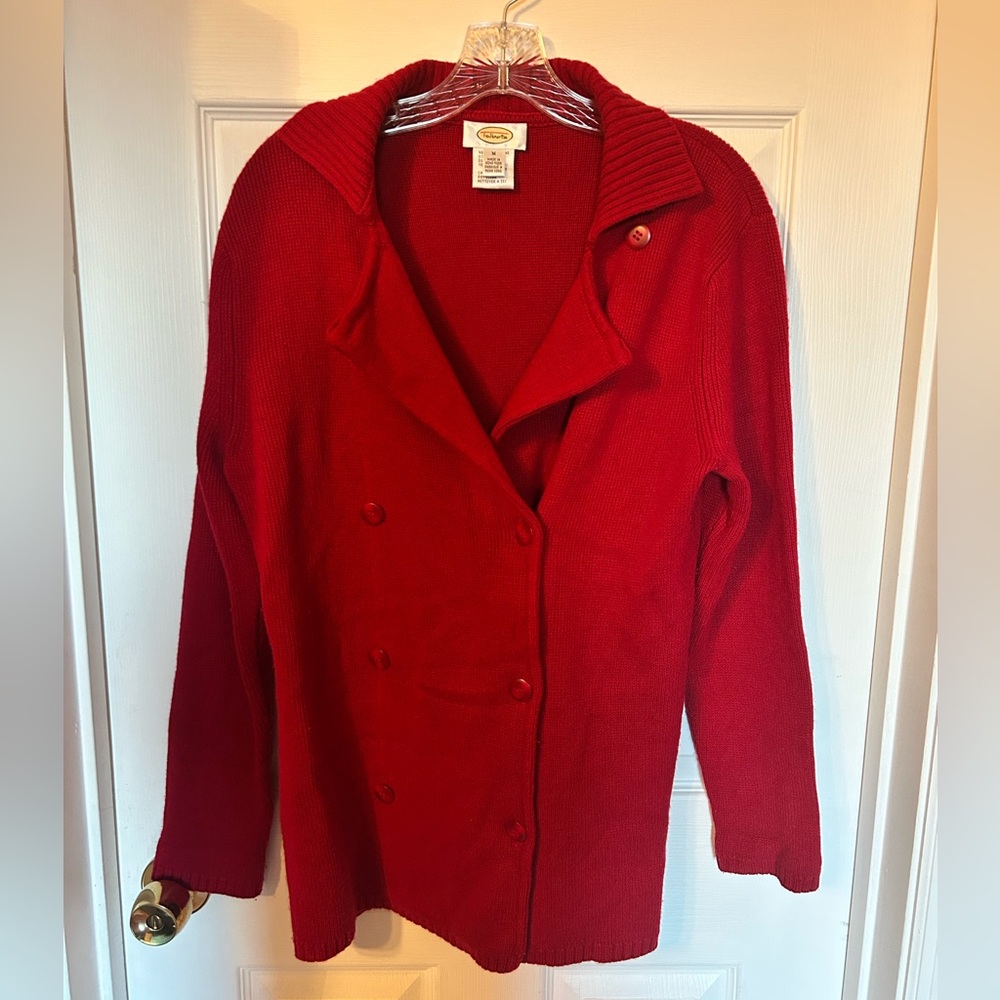 Talbots Medium Red Double-Breasted Sweater / Coat / Cardigan  Retro 70’s Style